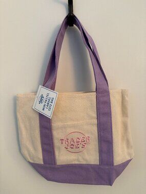 TRADER JOE'S | Authentic Lavendar Mini Canvas Tote Bag NWT | Limited Spring 2026